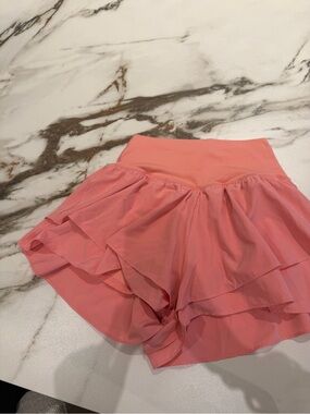 aerie Coral Pink Layered Ruffle Athletic Shorts